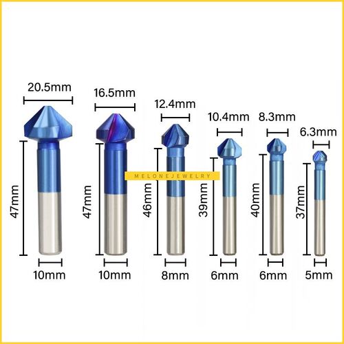 6pcs 90 Degrees 6.3-20.5mm Chamfer Drill Bit Set HSS 3 Flute