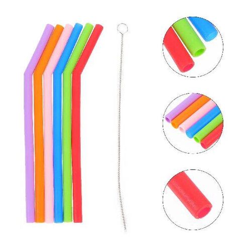 6pcs Cleaning Silicone Straw Set Reusable Eco-Friendly