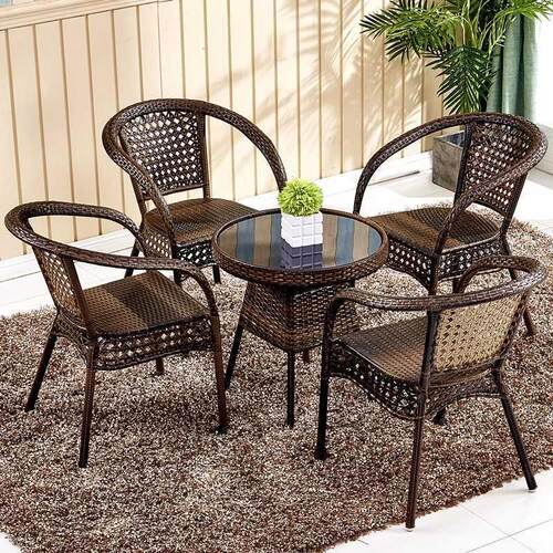 Rattan chair three-piece set balcony table chair small tea