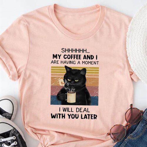 Painting Clothing Women 90s Cute Letter Cat Pet T Clothes Sh