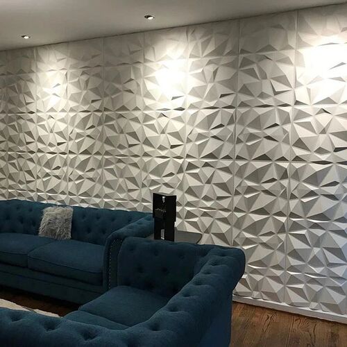 30x30cm Decorative 3D Wall Panels in Diamond Design Matt Whi