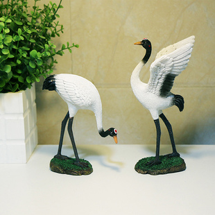 丹顶鹤小盆景饰品微景观仿真仙鹤摆件造景假山花园庭院水鸟动物