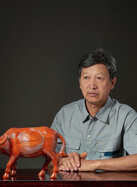 花梨木雕水牛摆件红木生肖牛实木黄牛客厅办公室创意乔迁开业装饰