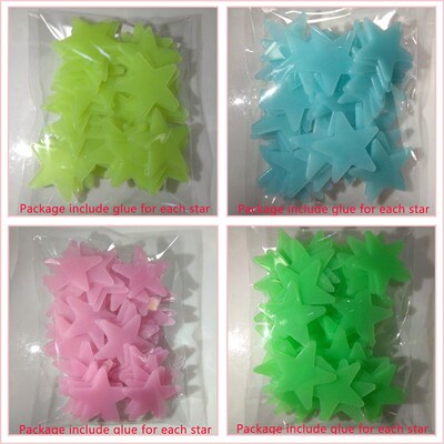 50pcs 3D Stars Glow In The Dark Wall ers Luminous Fluorescen