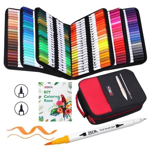 ZSCM 8/12/24/36/160 120 Colors Dual Brush Markers Pens