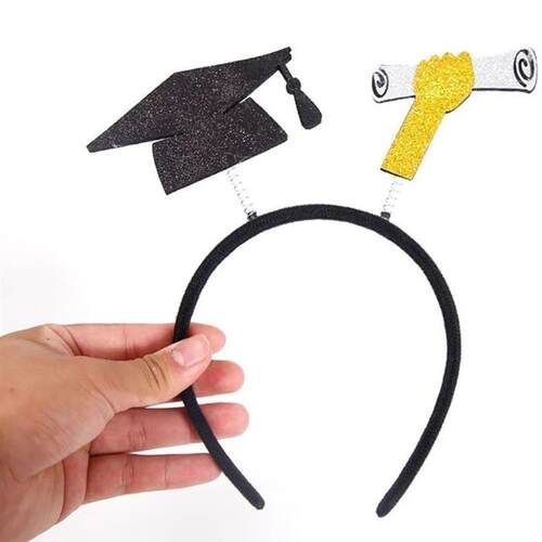Celebrate Graduation Cap Headband Colorful Shiny Grad Cap He