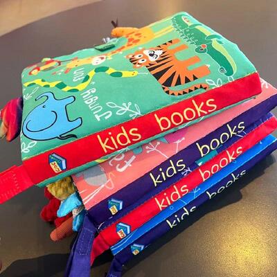 Soft Baby Books 3D Touch Feel Cloth Crinkle Books for Babies