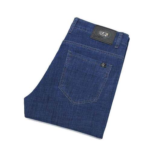 Summer Thin Ice Silk Jeans Mens Stetch Straight Denim Busin