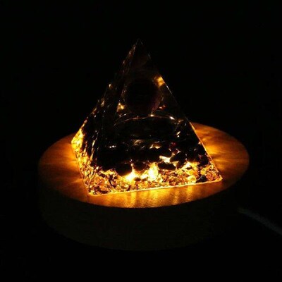 Crystals Glass Artwork Lights Base Unique Display Wooden