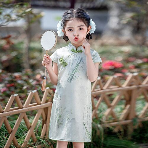 Summer Chinese Style Dress for Girls Kids Qipao Performance