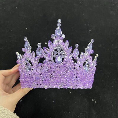 Big Black Crystal Royal Queen Crowns Miss Universe Bridal Ti