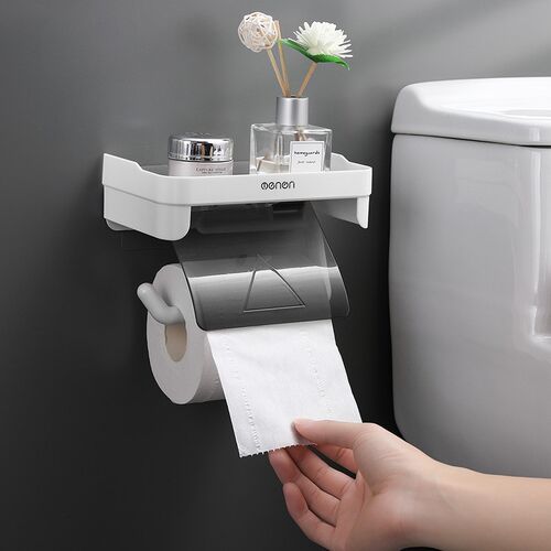 Toilet tissue box roll paper holder without punching holes