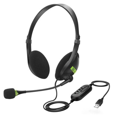USB Headset With Microphone Noise Cancelling Computer PC Hea