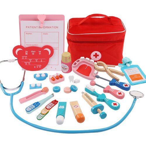 Baby Wooden toy Funny play Real Life Cosplay Doctor Dentist