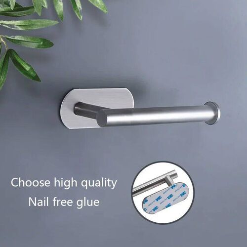 1pc Stainless Steel Paper Towel Holder No Punch Wall Mount P