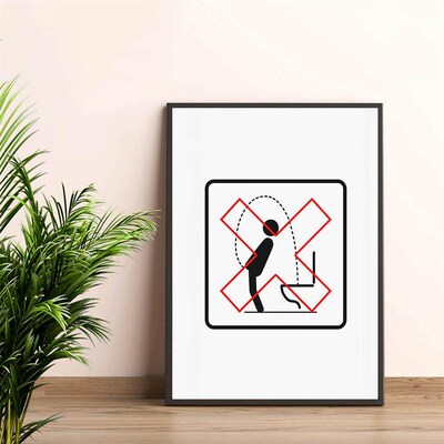 Abstract Humour Bad Smell Funny Bathroom Poster Black White