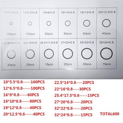 600pcs/set 10x5 10x6 10x7 12x8 Steel Flat Pad Insulation Was