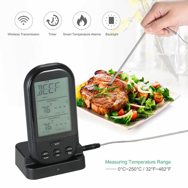 Wireless Remote Meat Thermometer Dual Probe Digital
