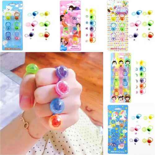 6pcs Self Inking Sealing Girl Favors Diamond Rings Ink Pad C