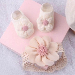1 Set Xmas Gift Cute Flowers Baby Girls Headband Socks Carto