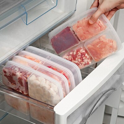 4Grids Fruit Vegetable Meat Crisper Portable Preparation Com