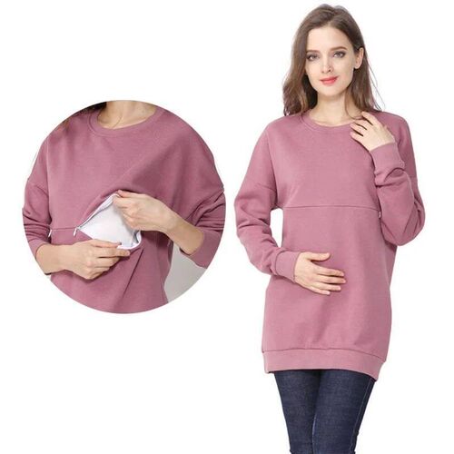 Fall Winter Maternity Sweater Cotton Mommy Long Sleeve Nursi