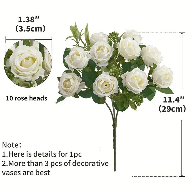 10 Heads Artificial Flowers Scrapbooking Silk Roses Christma图片