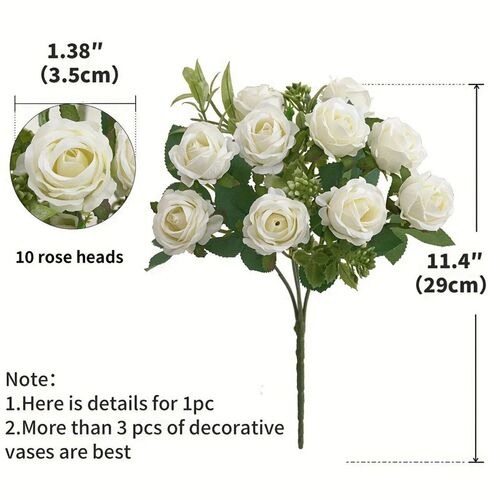10 Heads Artificial Flowers Scrapbooking Silk Roses Christma