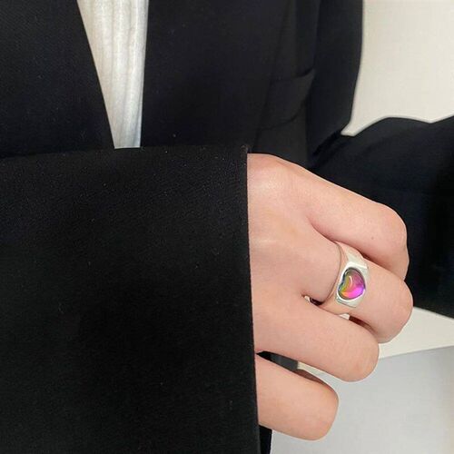 Moonlight Stone Inlaid Ring Light Luxury Small Unique Simple
