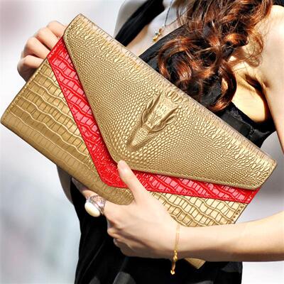 Fashion 28x14cm Women Clutch Bag Alligator Evening Wedding C