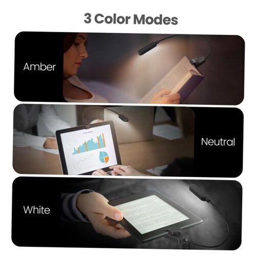 Clip Book Light Amber Reading Lights for Bed Rechargeable 1