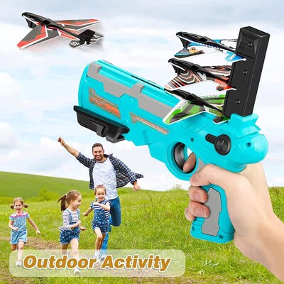New Airplane Launcher Bubble Catapult with 4 Small Plane Toy