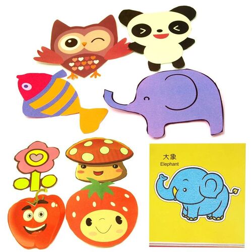 48pcs Children Cartoon DIY Colorful Paper Cutting Folding To