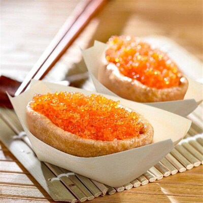 100 Pcs Disposable Sushi Wood Boat Plates Tortilla Press