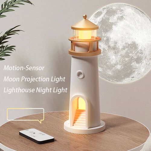 Moon Lamp Projection Lighthouse Lamps Night Light Remote Con