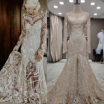 #4055 2 piece in 1 BOHO bohemian long sleeve destination Wed