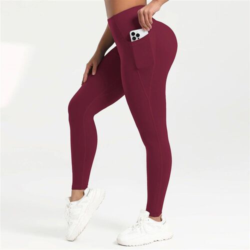 Solid Color Back Waist Pocket High Waist Fitness Yoga Leggin