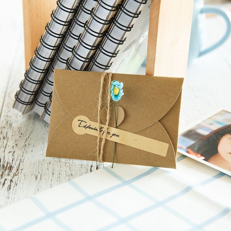 干花牛皮纸生日贺卡diy手写