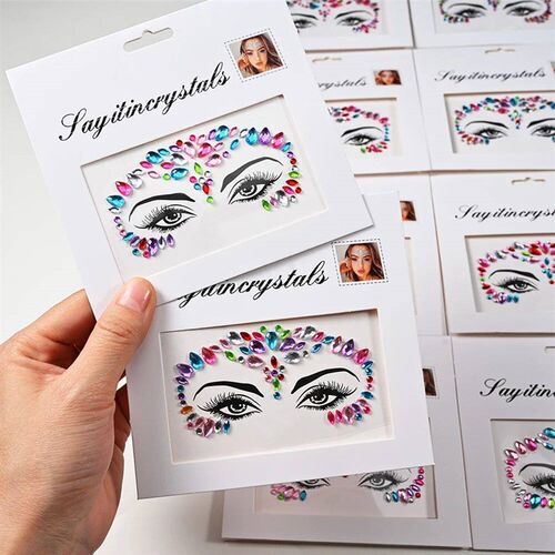3D Rhinestone Face Tattoo ers For Festival Glitter Makeup Je