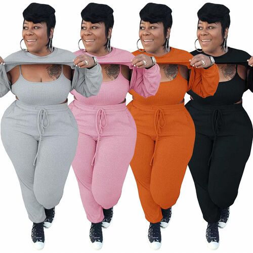 Y45 plus size womens mandy clothing pit strip three-piece s