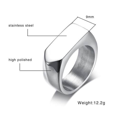 Flat-Top Ring for Men Stainless Steel Male Jewellery West B