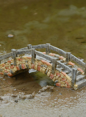 仿真小桥摆件树脂拱桥建筑假山盆景园艺装饰品鱼缸造景摆设小配件