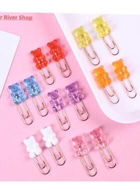 2pcs/lot Kawaii Rainbow Bear Paper Clip Decorative Bookmark