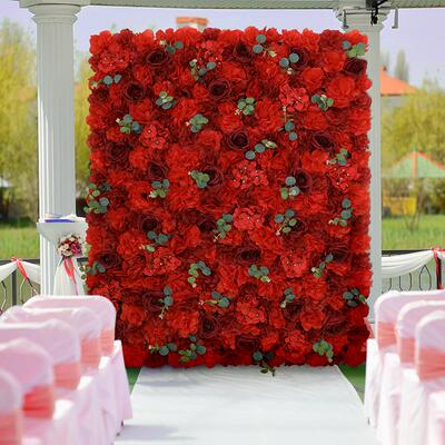 6PCS Artificial Flowers Wall Panel 3D Flower Backdrop Faux R