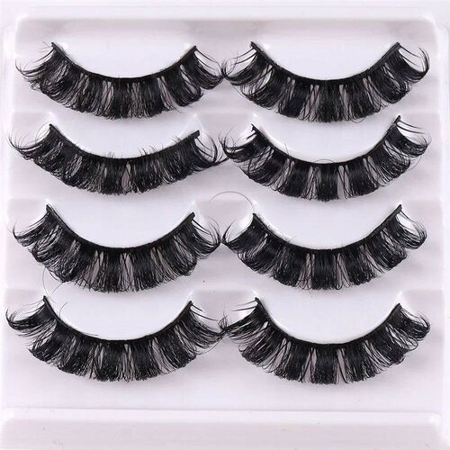 4 Pairs Russian Strip Lashes Fluffy Mink Lashes 3D False Eye