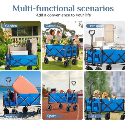 35IN Wagon, Wagons Carts Foldable with All-Terrain Wheels, P