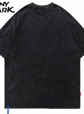 Men Hip Hop Streetwear Oversize Washed T-Shirt Middle Finger