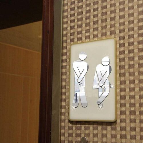 3D Toilet Sign Mirror Wall Sticker Men Women Bathroom Mirro