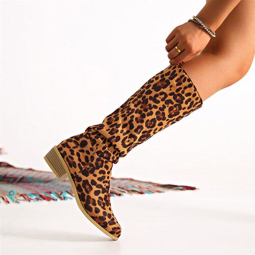 Summer 2025 Plus Size Leopard Print High Boots Womens Fashio