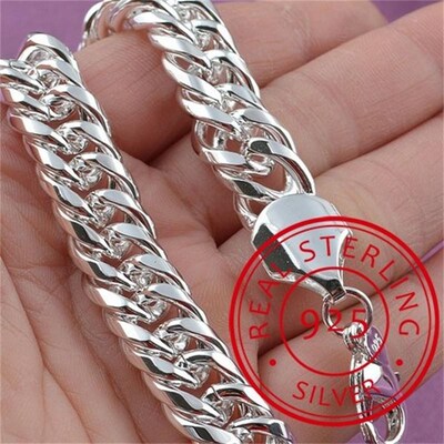 Noble 925 Sterling Silver Square Solid Chain Bracelet For